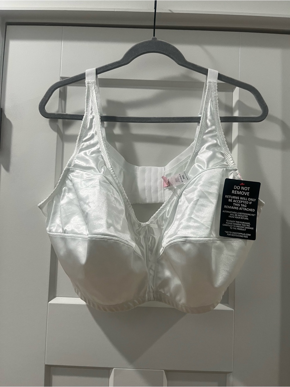 Comfort Choice White Satin Full Coverage Wireless Bra 44G 44 G NWT